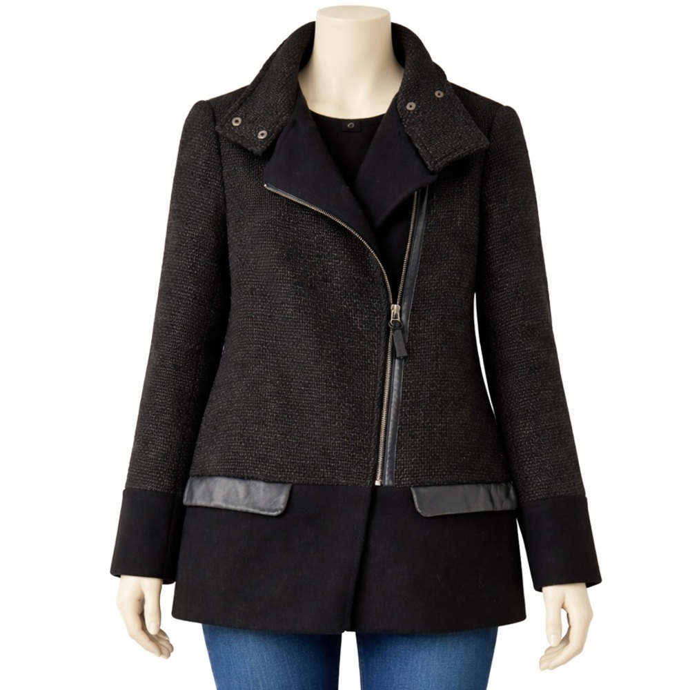 Mackage Luxury Wool and cashmere blend Asymmetrical Zip – Leather Trim – Size M - Picture 2 of 16
